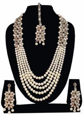 Manath Polished American Diamond Necklace Set, Packaging Type : Plastic Box