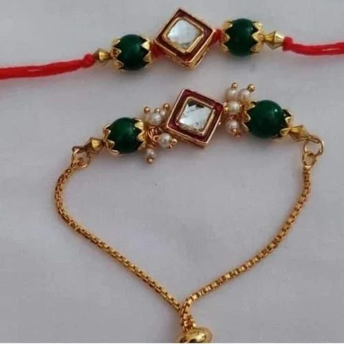 Multicolor Manath Stone Resham Beads Lumba Rakhi, Technics : Machine Made