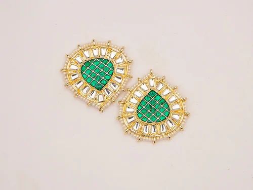 Golden & Green Crystal Stone Earring, Specialities : Unique Designs, Shiny Look, Fine Finishing