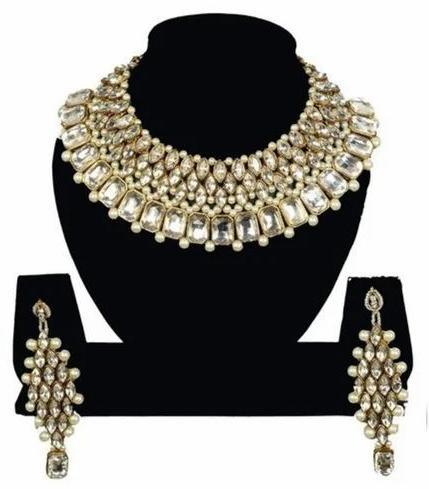 White Pearl & Kundan Necklace Set, Style : Antique