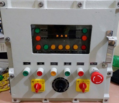 Grey 380V Electric Mild Steel Flameproof Control Panel, For Industrial, Autoamatic Grade : Automatic