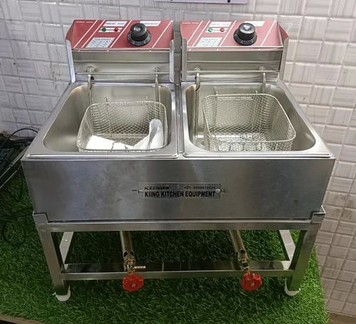 Kiing Silver 15 Kg Stainless Steel Double Pan Deep Fryer