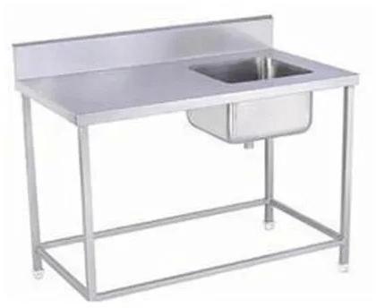 Stainless Steel Work Table With Sink, For Commercial Kitchen, Specialities : Easy To Place, Fine Finished