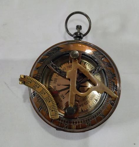 Brown 4.5 Inch Brass Sundial Compass