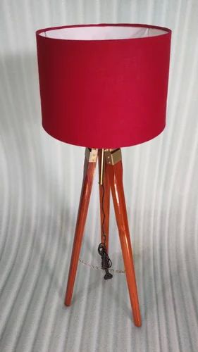 Reddish Brown (Tripod) 240 V Red Drum Shade Tripod Floor Lamp, Style : Antique
