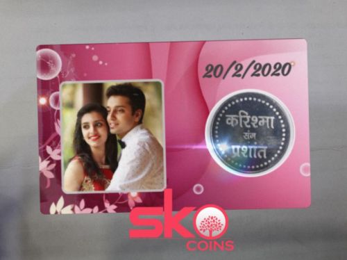 Printed Customize Wedding Coin Card, For Gifting, Feature : Fine Finishing, Light Weight, Shiny Look