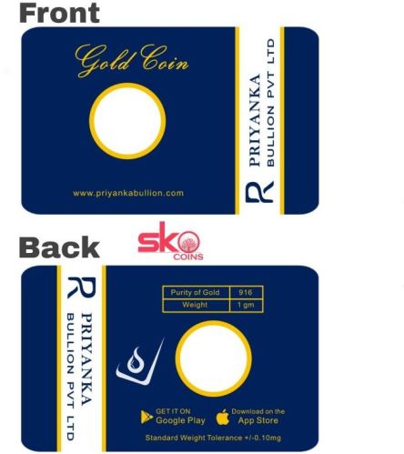 PVC Plastic Sheet Printed Gold Bullion Packaging Card, For Keeping Coin, Feature : Fine Finishing, Great Design