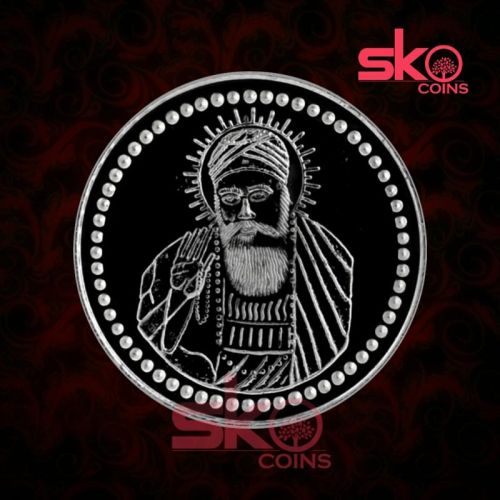 Printed Jai Gurudev Silver Coin, For Workship, Gifting