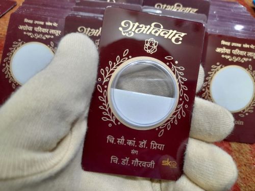 Brown Printed Wedding Gifts Coin Card, Feature : Fine Finishing, Smooth Finish, Superior Quality