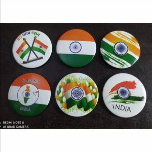 Round Printed Metal Indian Magnetic Badge, For Pockets