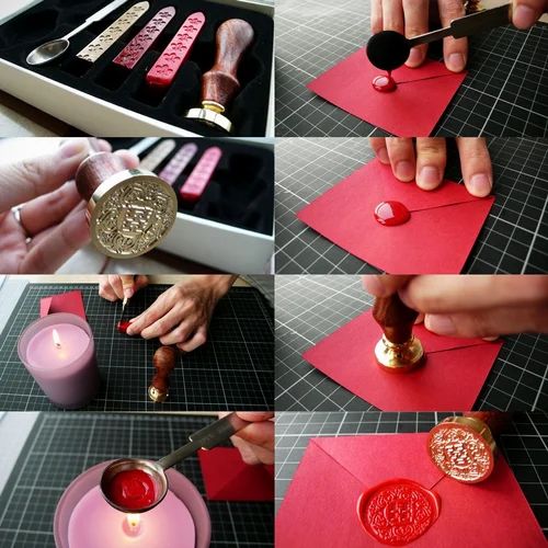 Gold Round Wedding Card Wax Seal