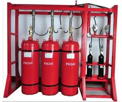 Light Red Mild Steel FM200 Fire Suppression System, For Industry, Shape : Cylindrical