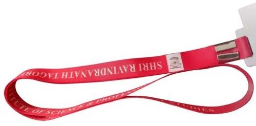 Black Printed Satin Ribbon Lanyard