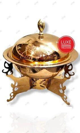 Luxe Stainless Steel Round Chafing Dish, For Hotel