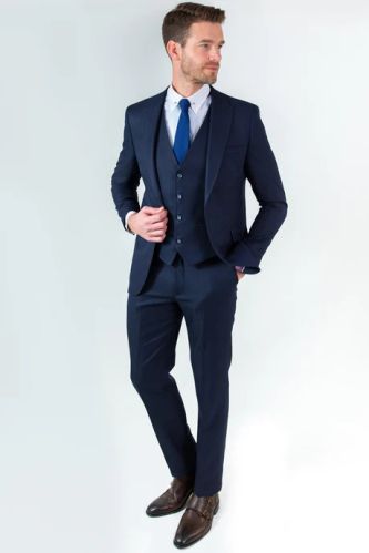 Men Blazer Navy Blue 3 Piece Suit