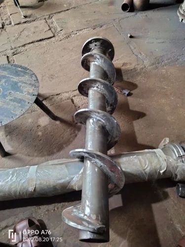 Silver Round Mild Steel Screw Worm Conveyor, Packaging Type : Carton Box