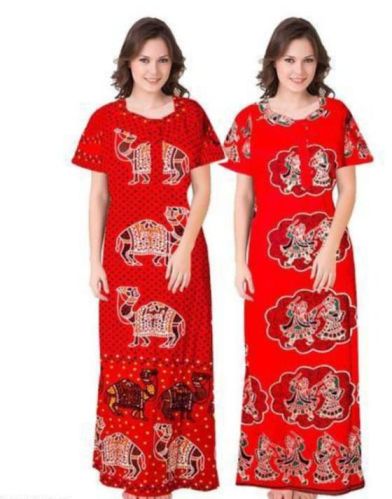 Printed Women Cotton Nighty, Size : XL, S, L