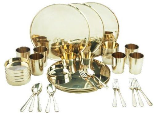 Golden 42 Pcs Bronze Dinner Set, For Serving Food