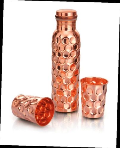 Copper Diamond Cut Water Bottle, Cap Type : Round