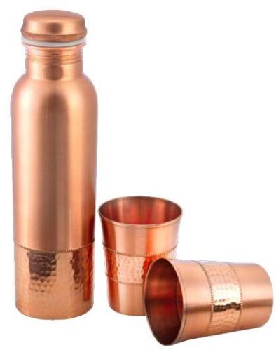 Hammerd Copper Half Hammered Bottle, Packaging Type : Paper Box