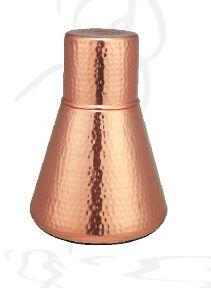 Round Copper Hammered Bedside Carafe Bottle, For Water Storage, Capacity : 1500 ML