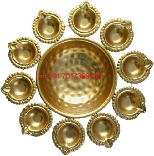 Gold Metal Diya Urli For Decoration Purpose