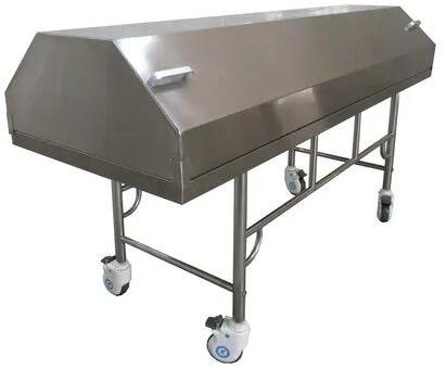 Mild Steel Mortuary Body Lifter Trolley, Size : 8x3 Feet