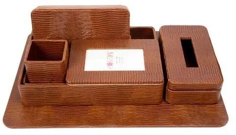 Plain Leather Desk Organizer, Shape : Rectangular