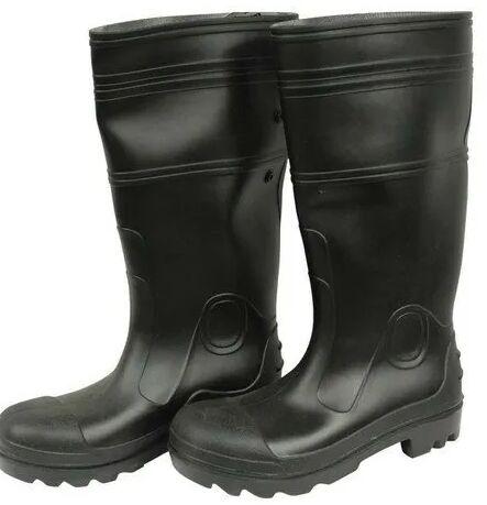 Leather Black Safety Gumboot, Size : 7-11