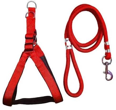 Red Dog Belt Harness Set, Pattern : Plain