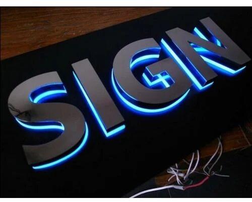 SS LED Signage, For Outdoor, Shape : Rectangle