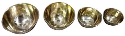 Round Brass Bowl Set, For Home, Color : Golden