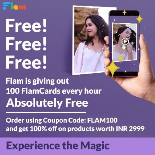 FlamCard LOOT Offer. Flat 100% Off + Free Shipping On FlamCards (Magic Greeting Photo Cards)