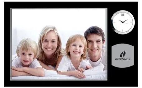 Wooden Photo Frame Clock, Color : Black