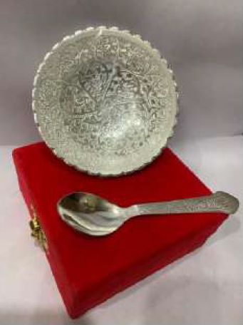 Silver AS-1002 Single Bowl With Spoon, For Gifting, Home, Restaurant, Hotel, Feature : Dust Proof