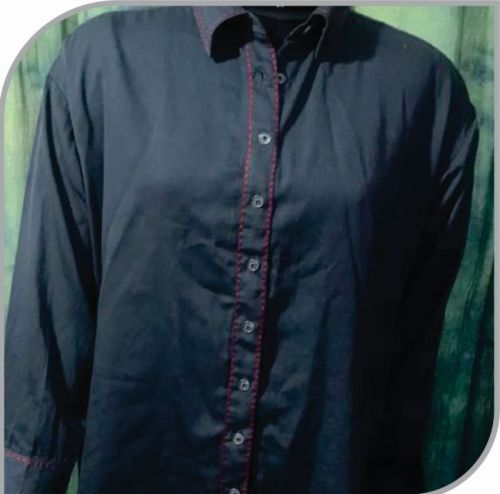 Plain Ladies Woven Cotton Shirt, Feature : Impeccable Finish, Embroidered, Comfortable