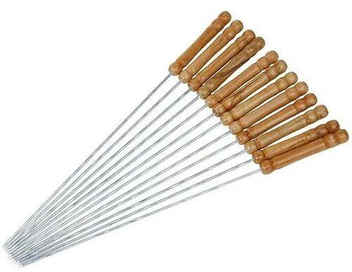 Barbeque Stick, Color : BROWN, SILVER