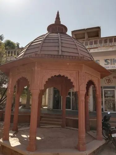 12 Feet Red Sandstone Temple