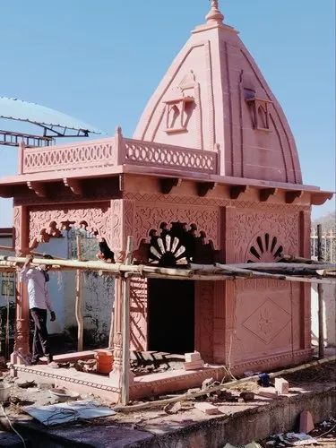 16 Feet Red Sandstone Temple