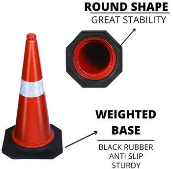 Plastic Reflective Safety Cones, Color : Black, White, Orange