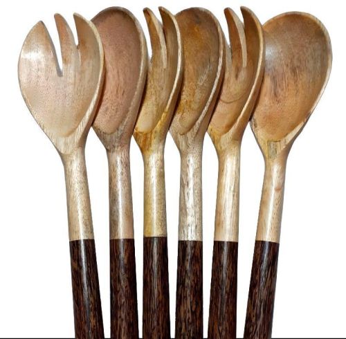 Handmade Wooden Cutlery Set 2 Pcs., Size : 5x8inch, 4x6inch, 4x3inch, 10x8inch