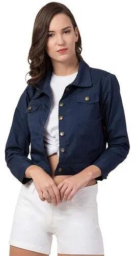 Ameeha Plain Cotton Denim Jacket, Size : Medium