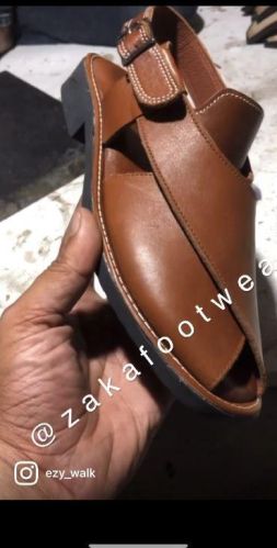 Tan Peshawari Sandals In TPR SOLE, For Leather