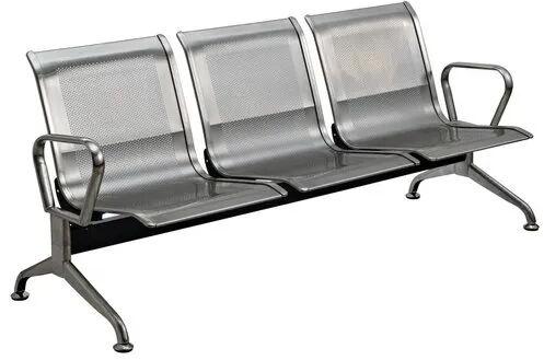 3 Seater Visitor Chair Bench, Color : Silver