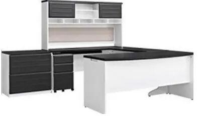 Wood Computer Office Tables, Color : Black White