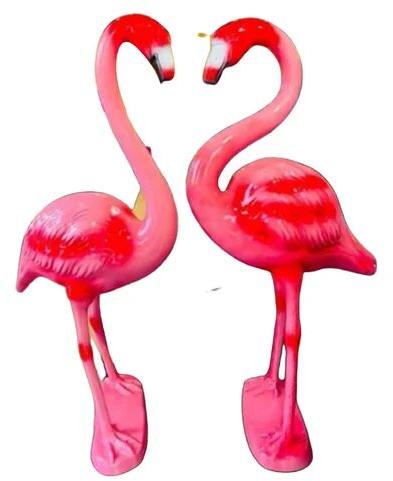 Fiber Flamingo Bird Statue, Color : Pink Red