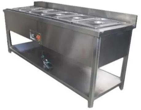 Commercial Hot Bain Marie Counter, Color : Silver