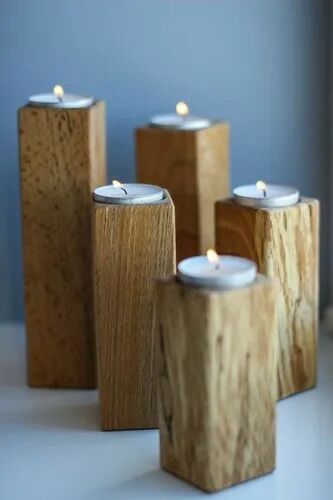Wooden Wood Tea Light Holder, Size : 10-15cm