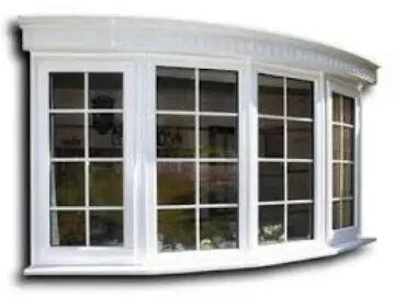 UPVC Bow Window, For Home, Color : White (Frame Color)