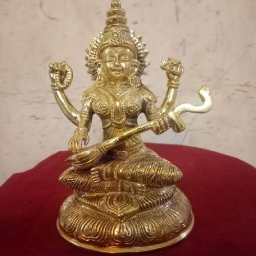 Bronze Saraswati Statue, Color : Golden